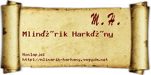 Mlinárik Harkány névjegykártya